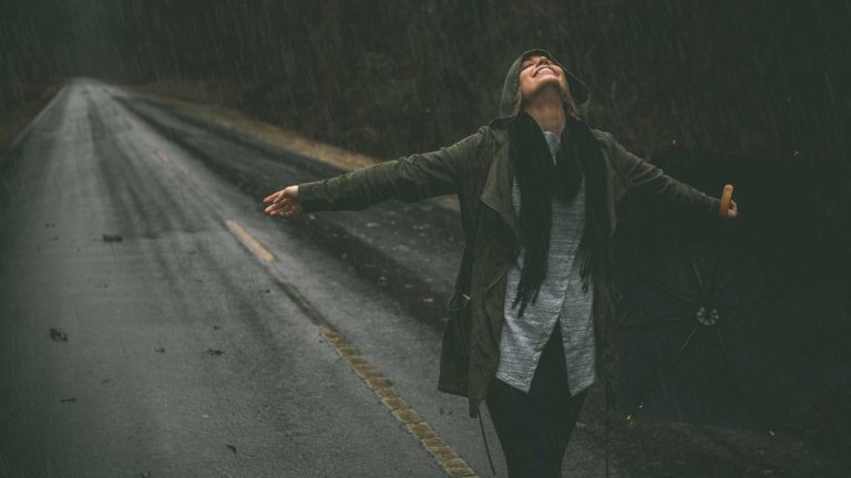 Woman with outstretched hands